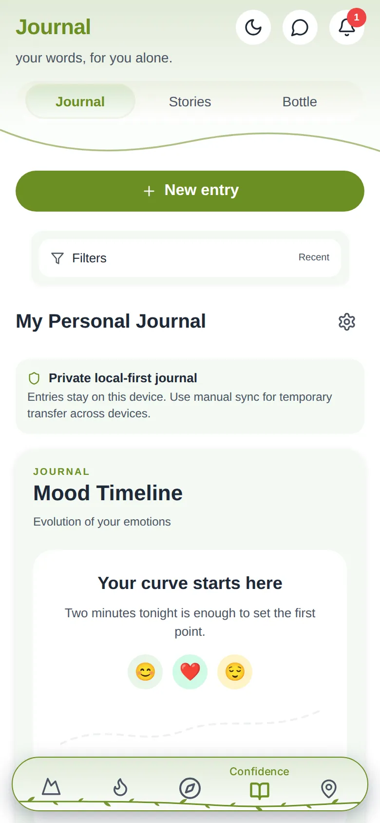 The journal on a phone
