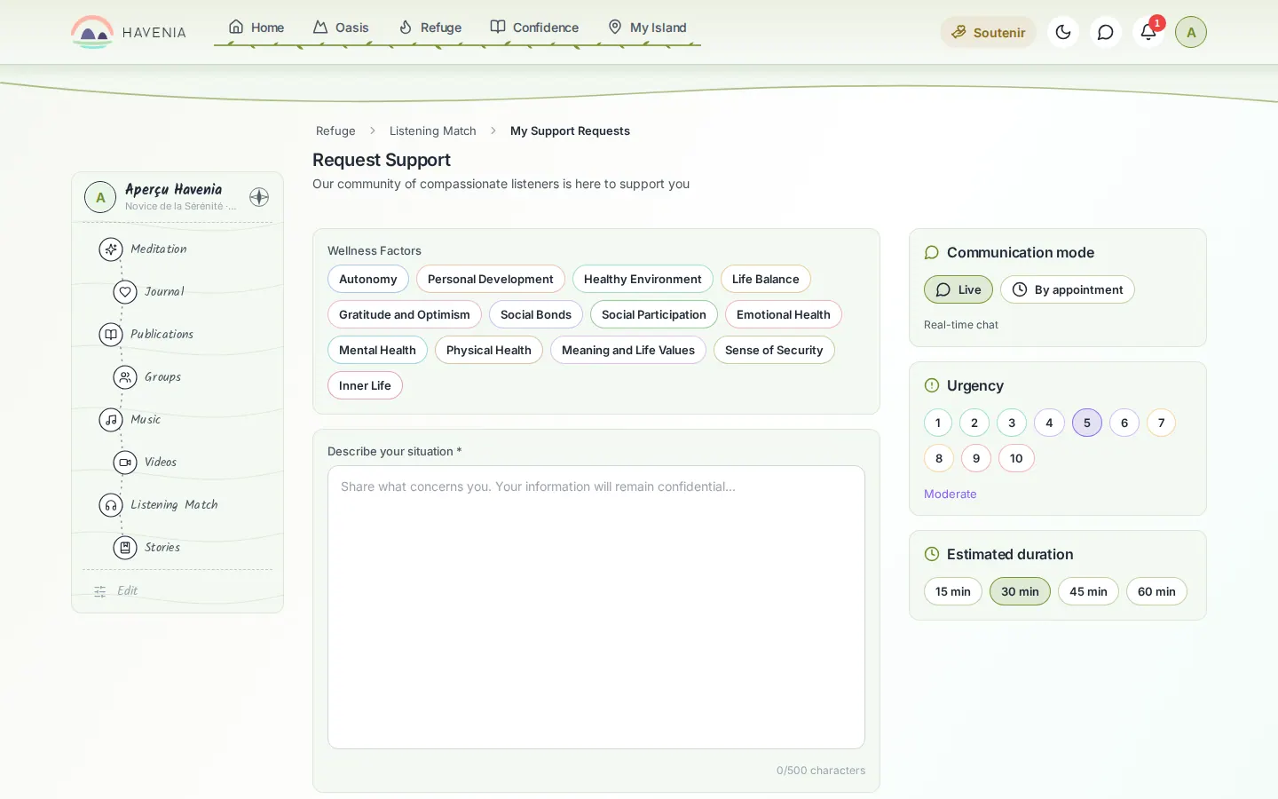 The “Request Support” form on a computer
