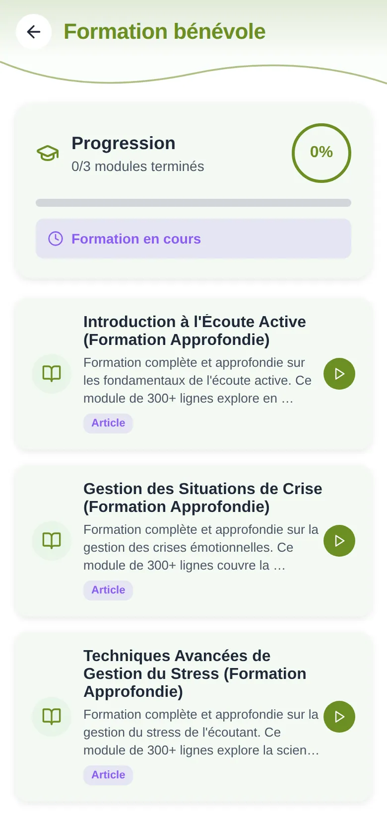 Les modules de formation sur téléphone