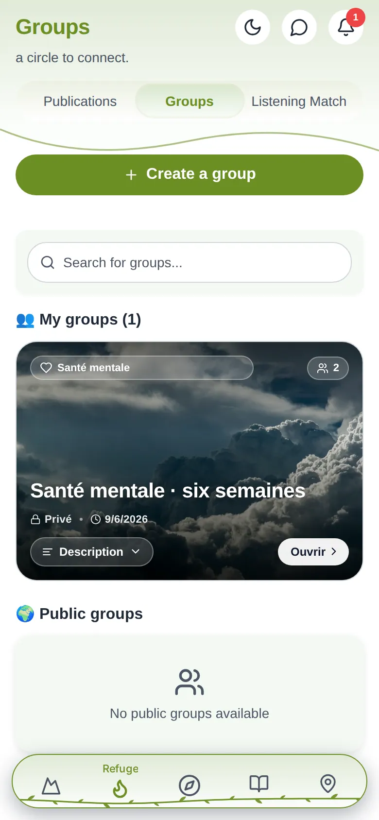 Refuge groups on a phone
